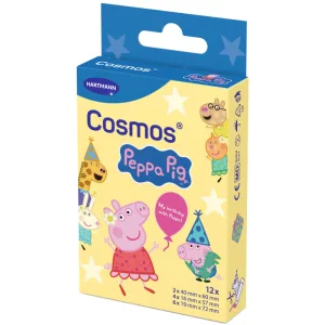 Cosmos Peppa Pig, plasturi pentru copii, 3 mărimi, 12 bucăți