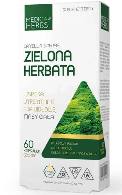 Ceai verde 520 mg, 60 capsule Medica Herbs — preț și oferte