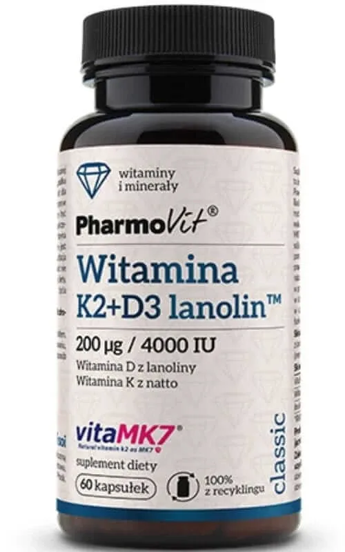 Vitamina K2Mk7 200 mcg + D3 4000 UI (60 caps) Pharmovit Classic — preț și oferte