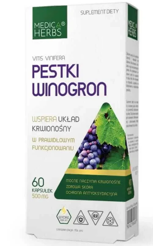 Semințe de struguri 500mg OPC 95%, 60 capsule Medica Herbs — preț și oferte