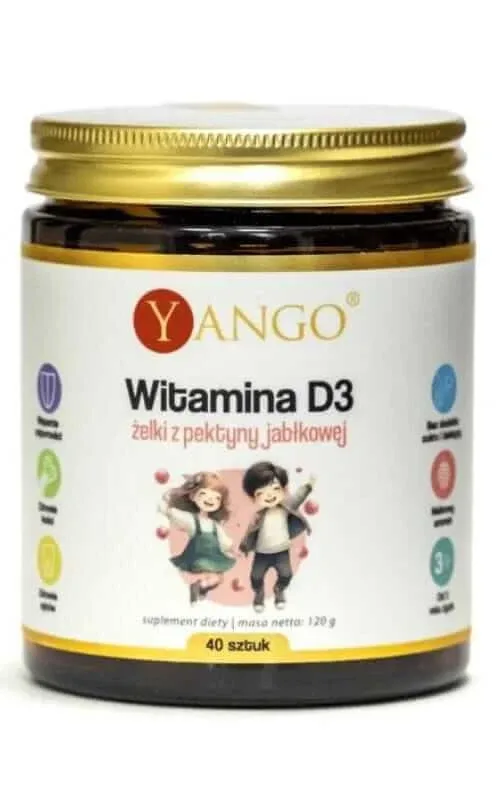 Geluri de vitamina D3 din pectină de mere - aromă de zmeură 40 bucăți Yango — preț și oferte