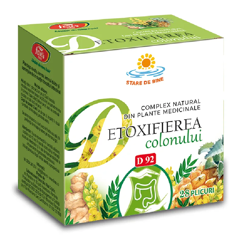 Complex natural din plante medicinale Detoxifierea colonului, D92, 28 plicuri, Fares — preț și oferte