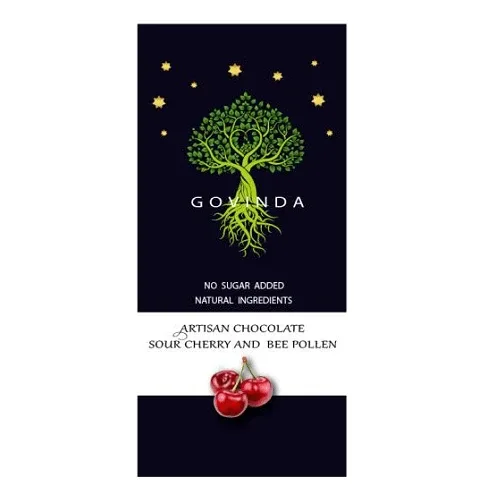 Ciocolata vegana artizanala cu Visine si Polen, 100 g, Govinda — preț și oferte