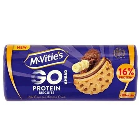 Biscuiti proteici cu crema de cacao si banane Go Protein, 280 g, McVitie's — preț și oferte