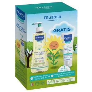 Mustela Stelatopia, ulei de curățare de la naștere, 500 ml + cremă de față emolientă, 40 ml gratuit