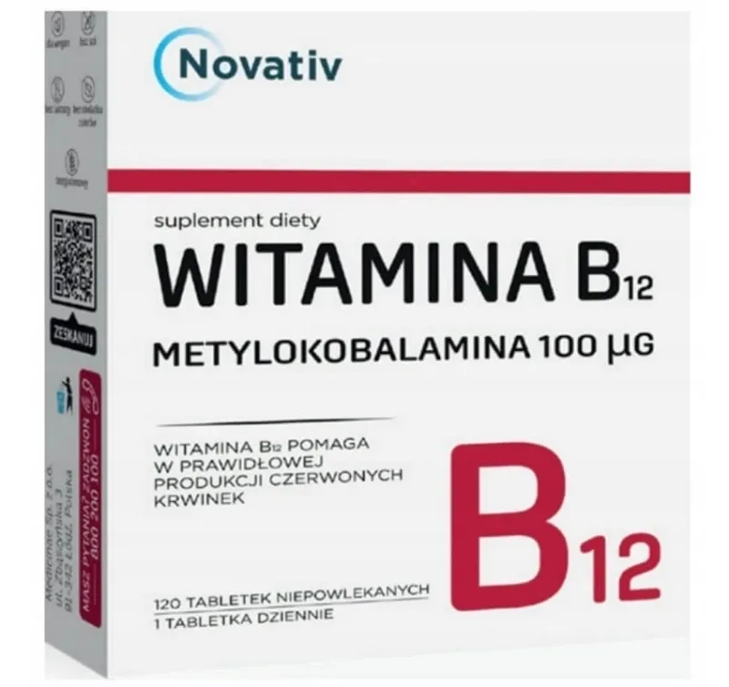 Novativ Vitamina B12 Metilcobalamină 100 mcg, 120 comprimate — preț și oferte