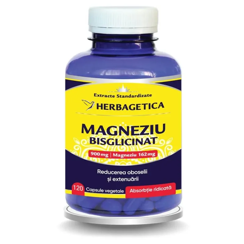 Magneziu Bisglicinat, 120 capsule vegetale, Herbagetica — preț și oferte