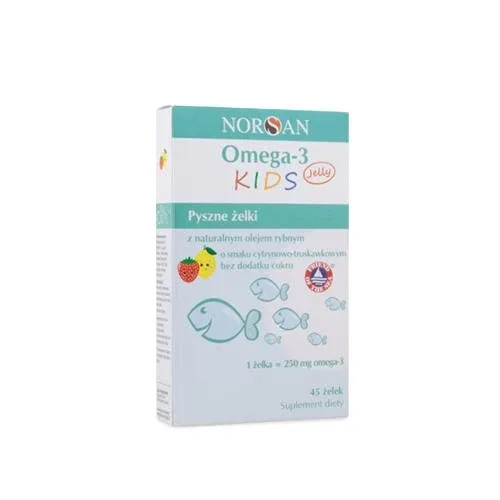 Norsan Omega-3 Fisk Jelly cu ulei natural de pește în aromă de lămâie și căpșuni, 45 buc. — preț și oferte