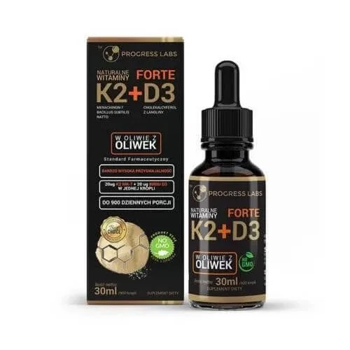 Progress Labs Vitamina K2 MK7 + D3 Forte picături, 30 ml — preț și oferte