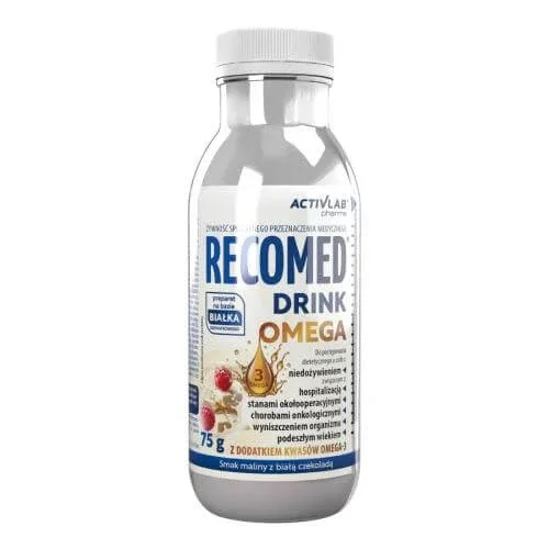 RecoMed Drink Omega cu aromă de zmeură și ciocolată albă, 75 g UniPro — preț și oferte