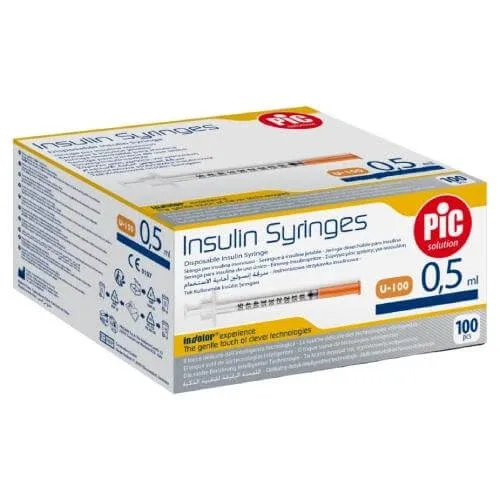 PIC Seringi de insulină Seringă de insulină de unică folosință 0,5 ml G29 0,33 mm x 12,7 mm, 100 buc. Sirowa — preț și oferte