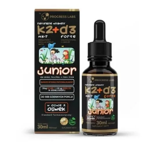PROGRESS LABS Vitamina naturală K2 + D3 Junior Drops, 30 ml — preț și oferte