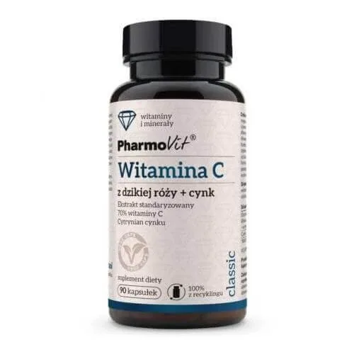 PHARMOVIT Vitamina C rosehip + zinc, 90 capsule — preț și oferte