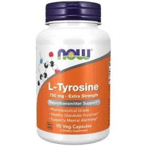 Now Foods, L-tirozină 750 mg Extra Strength, 90 capsule