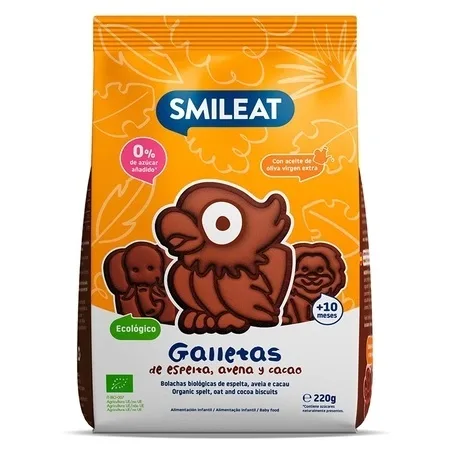 Biscuiti Bio din grau spelta si cacao in forma de animalute 220 g – Smileat — preț și oferte