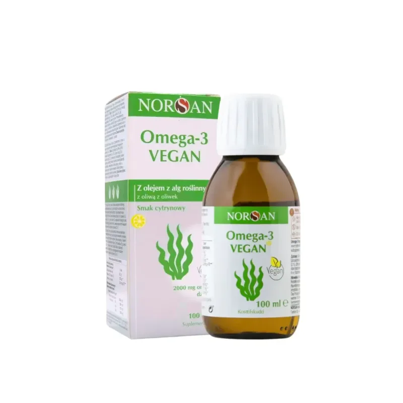 Norsan Omega-3 Vegan cu ulei de alge vegetale cu aromă de lămâie, 100 ml — preț și oferte