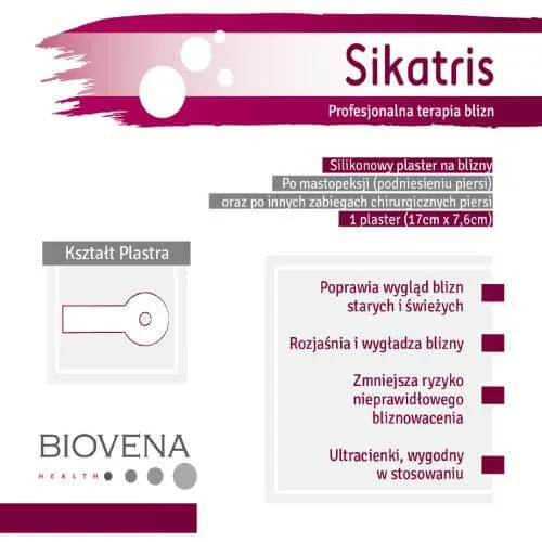 SIKATRIS Plasturi de silicon pentru cicatrici de mastopexie 17cm x 7.6cm, 5 plasturi — preț și oferte