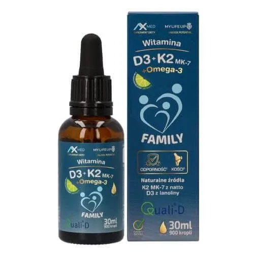 AX MED Vitamina D3+K2 MK-7+Omega-3 Family, 30ml AX Technology — preț și oferte