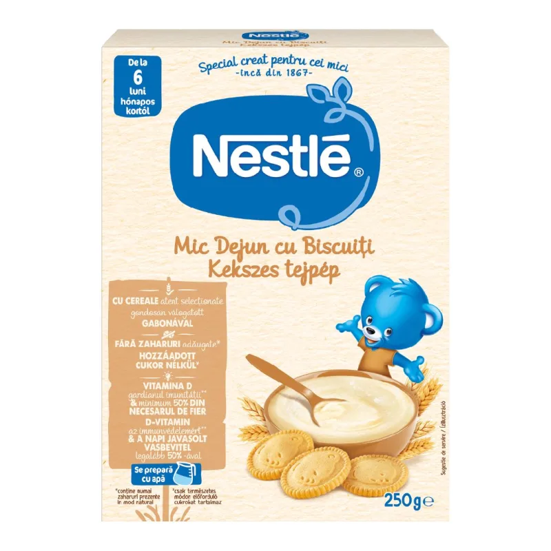Cereale mic dejun cu biscuiti si lapte, 6+ luni, 250 g, Nestle — preț și oferte