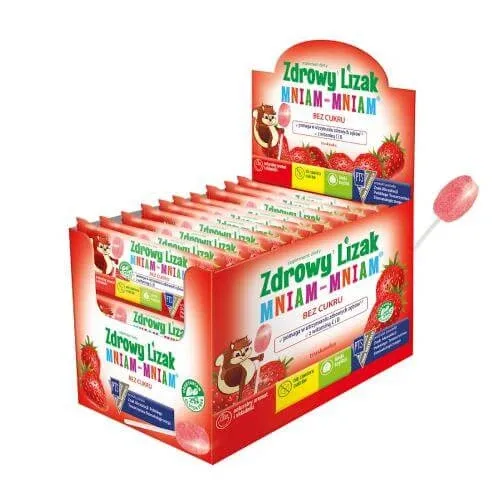 Healthy Yummy Yummy căpșuni Lollipop fără zahăr formă de lacrimă, 40pcs Starpharma — preț și oferte