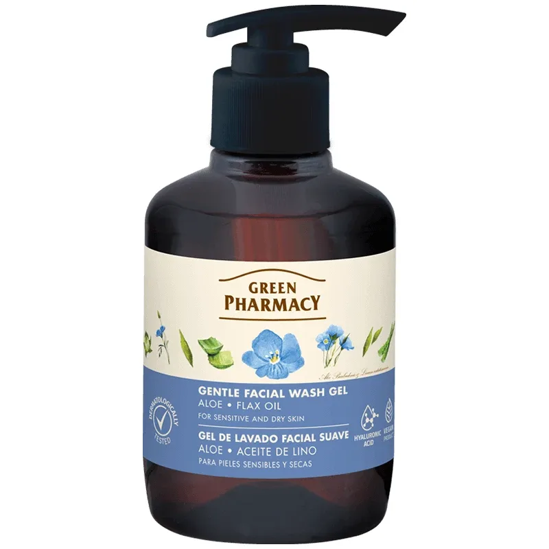 Green Pharmacy, gel delicat de curățare facială, piele uscată și sensibilă, aloe vera, 270 ml — preț și oferte