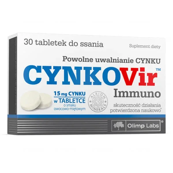 Olimp CynkoVir Immuno, zinc 15 mg, aromă de fructe și mentă, 30 pastile Olimp Labs — preț și oferte
