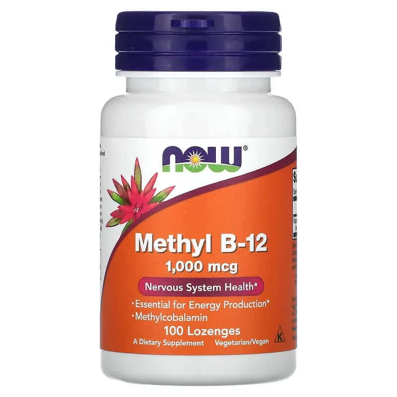Vitamina B-12 Metilcobalamina, 1000 mcg, 100 tablete masticabile, Now Foods — preț și oferte