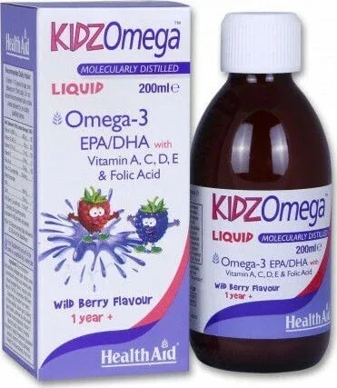 Health Aid KidzOmega Liquid Omega 3 Ulei de pește Potrivit pentru copii 200ml Fructe sălbatice — preț și oferte