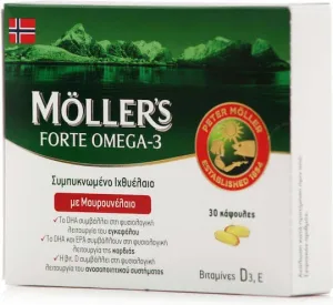 Moller's Forte Omega-3 Ulei de ficat de cod și ulei de pește 30 capace Unflavoured