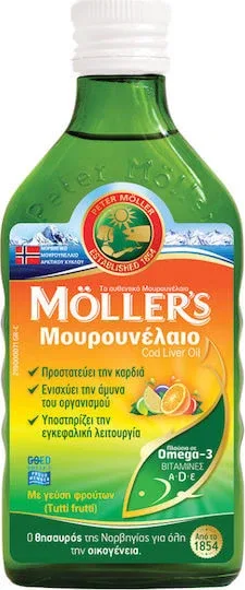 Moller's Cod Liver Oil Ulei de ficat de cod Potrivit pentru copii 250ml Tutti Frutti — preț și oferte
