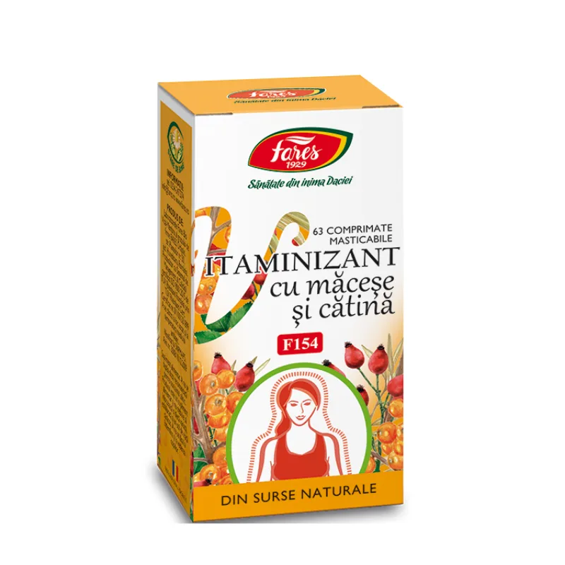 Vitaminizant cu macese si catina, 63 cpr, FARES — preț și oferte
