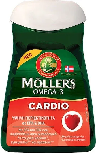 Moller's Omega-3 Cardio Ulei de ficat de cod și ulei de pește 60 softgels Unflavoured — preț și oferte
