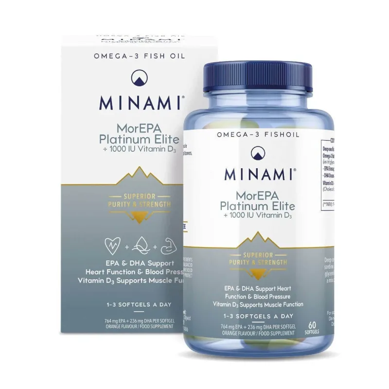 Ulei de pește MorEPA Platinum Elite, fǎrǎ aromǎ, 60 capsule moi, Minami — preț și oferte