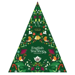 English Tea Shop Set organic, calendar de advent, triunghi verde, ceaiuri bio piramidale, 13 arome, 2g x 25 pliculețe