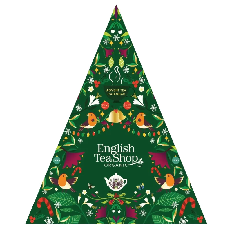 English Tea Shop Set organic, calendar de advent, triunghi verde, ceaiuri bio piramidale, 13 arome, 2g x 25 pliculețe — preț și oferte