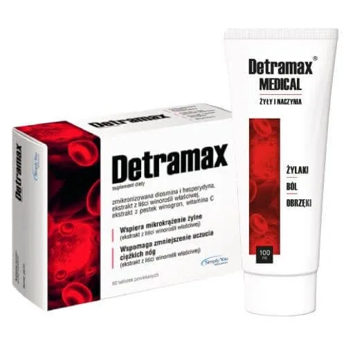 Set Detramax, 60 comprimate + Detramax Medical Veins and Vascular Gel, 100ml Novascon — preț și oferte