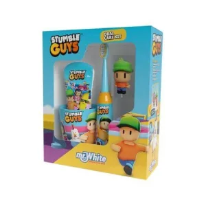 Set periuță de dinți Mr.White Stumble Guys 3+ + pastă de dinți, 75ml + cană + breloc + figurină