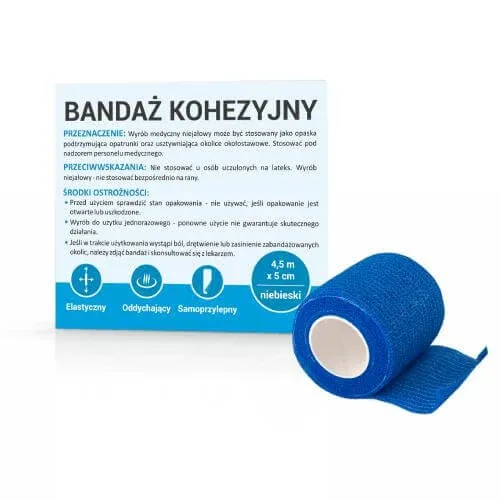 Bandaj coeziv 4.5mx5cm culoare albastru, 1 buc Paso Trading — preț și oferte