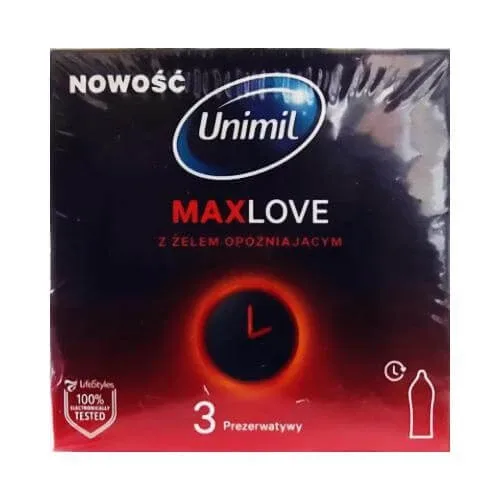 Prezervative UNIMIL MaxLove cu Delay Gel, 3 buc. — preț și oferte