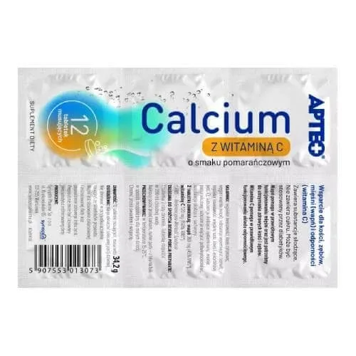 APTEO Calciu cu vitamina C aromă de portocale (în folie), 12 comprimate efervescente — preț și oferte