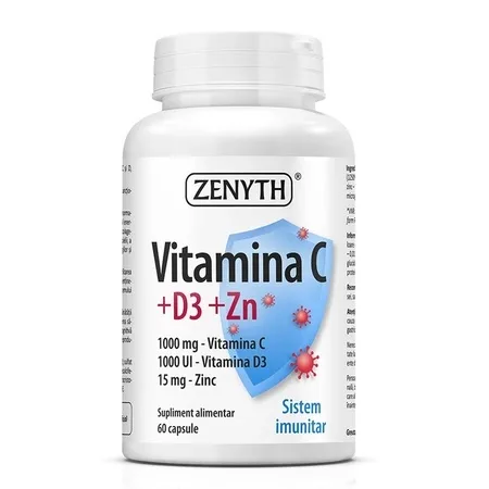 Vitamina C + D3 + Zn, 60 capsule – Zenyth — preț și oferte