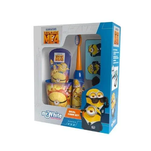 Set periuță de dinți Mr.White Minions 3+ periuță de dinți electrică + pastă de dinți, 75ml + cană + breloc Hydrex — preț și oferte