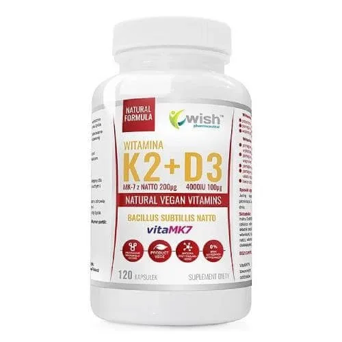 WISH Pharmaceutical Vitamina K2 200 µg + D3 100µg, 120 capsule — preț și oferte