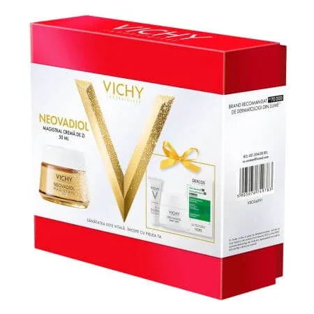 Pachet Crema de zi Novadiol Magistral, 50 ml + Crema de noapte Neovadiol Magistral, 15 ml + Fluid cu SPF 50+ Capital Soleil, 3 ml + Sampon anti-matreata Dercos, 6 ml, Vichy — preț și oferte