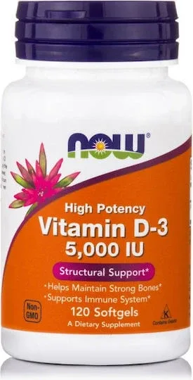 Now Foods Vitamin D-3 Vitamina pentru Întărirea Sistemului Imunitar & Sănătatea Oaselor 5000iu 120 softgels — preț și oferte