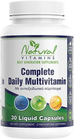 Natural Vitamins Complete Daily Multivitamin Multivitamină pentru Energie, Întărirea Sistemului Imunitar & Pielea 30 capace — preț și oferte