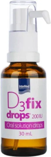 InterMed D3 Fix Drops Vitamina pentru Întărirea Sistemului Imunitar & Sănătatea Oaselor 200iu 30ml — preț și oferte