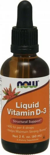 Now Foods Liquid Vitamin D-3 Vitamina pentru Întărirea Sistemului Imunitar & Sănătatea Oaselor 400iu 60ml