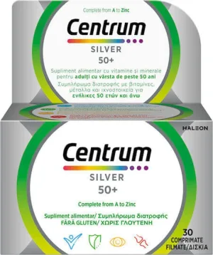 Centrum Silver 50+ Multivitamină pentru Energie, Întărirea Sistemului Imunitar & Sistemul Nervos 30 Tablete