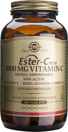 Solgar Ester-C Plus Vitamina pentru Întărirea Sistemului Imunitar, Pielea & Acțiune Antioxidantă 1000mg 180 Tablete